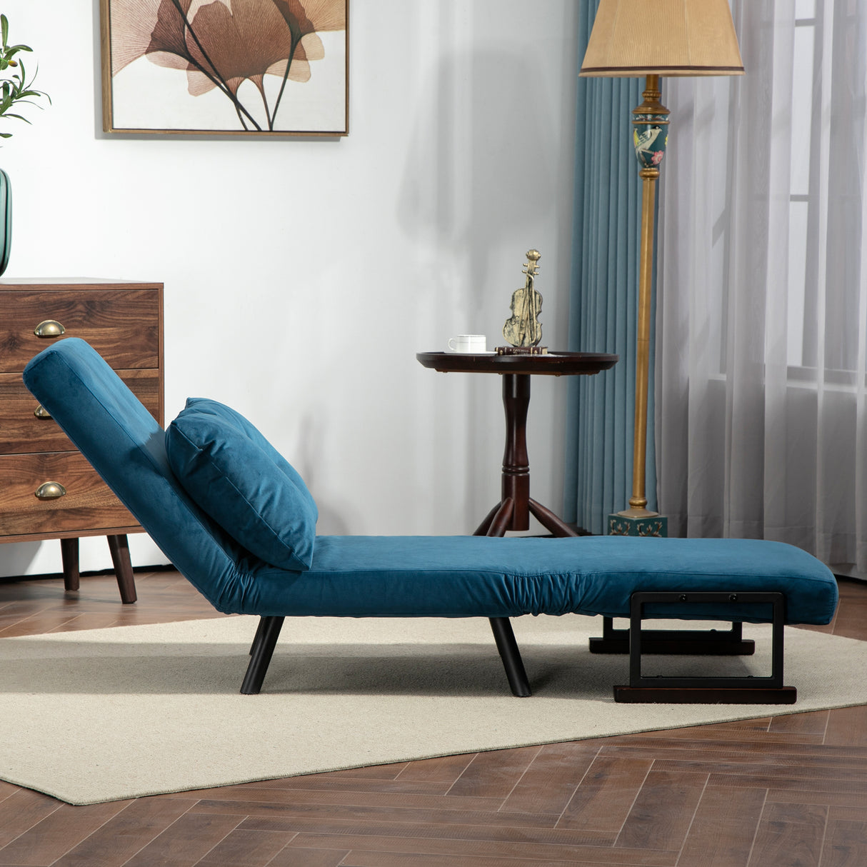 Velvet 1 Seater Sofa Bed 63cm Wide With 1 Pillow - Velmora