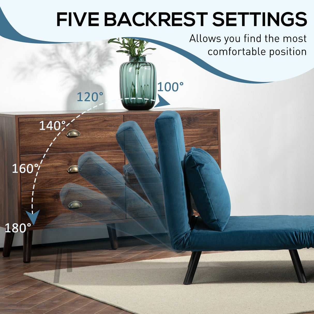 Velvet 1 Seater Sofa Bed 63cm Wide With 1 Pillow - Velmora