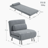 Velvet 1 Seater Sofa Bed 75cm Wide With 1 Pillow - Velmora