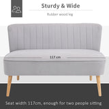 Velvet 2 Seater Sofa 117cm Wide With Wooden Legs - Velmora
