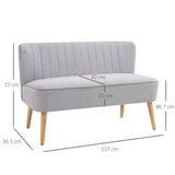 Velvet 2 Seater Sofa 117cm Wide With Wooden Legs - Velmora