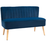 Velvet 2 Seater Sofa 117cm Wide With Wooden Legs - Velmora