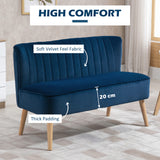 Velvet 2 Seater Sofa 117cm Wide With Wooden Legs - Velmora