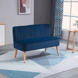 Velvet 2 Seater Sofa 117cm Wide With Wooden Legs - Velmora