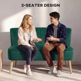 Velvet 2 Seater Sofa 117cm Wide With Wooden Legs - Velmora