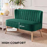 Velvet 2 Seater Sofa 117cm Wide With Wooden Legs - Velmora