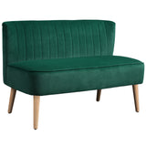 Velvet 2 Seater Sofa 117cm Wide With Wooden Legs - Velmora