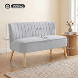Velvet 2 Seater Sofa 117cm Wide With Wooden Legs - Velmora