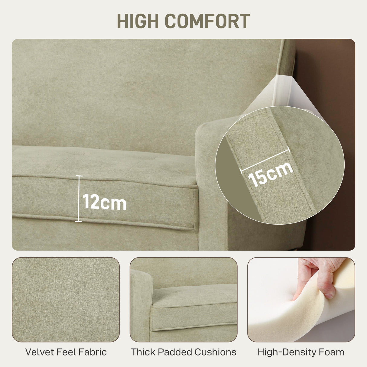 Velvet 2 Seater Sofa 130cm Wide With Rubberwood Legs - Velmora