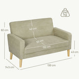 Velvet 2 Seater Sofa 130cm Wide With Rubberwood Legs - Velmora