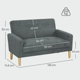 Velvet 2 Seater Sofa 130cm Wide With Rubberwood Legs - Velmora