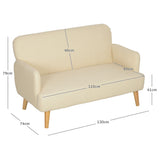 Velvet 2 Seater Sofa 130cm Wide With Wooden Legs - Velmora