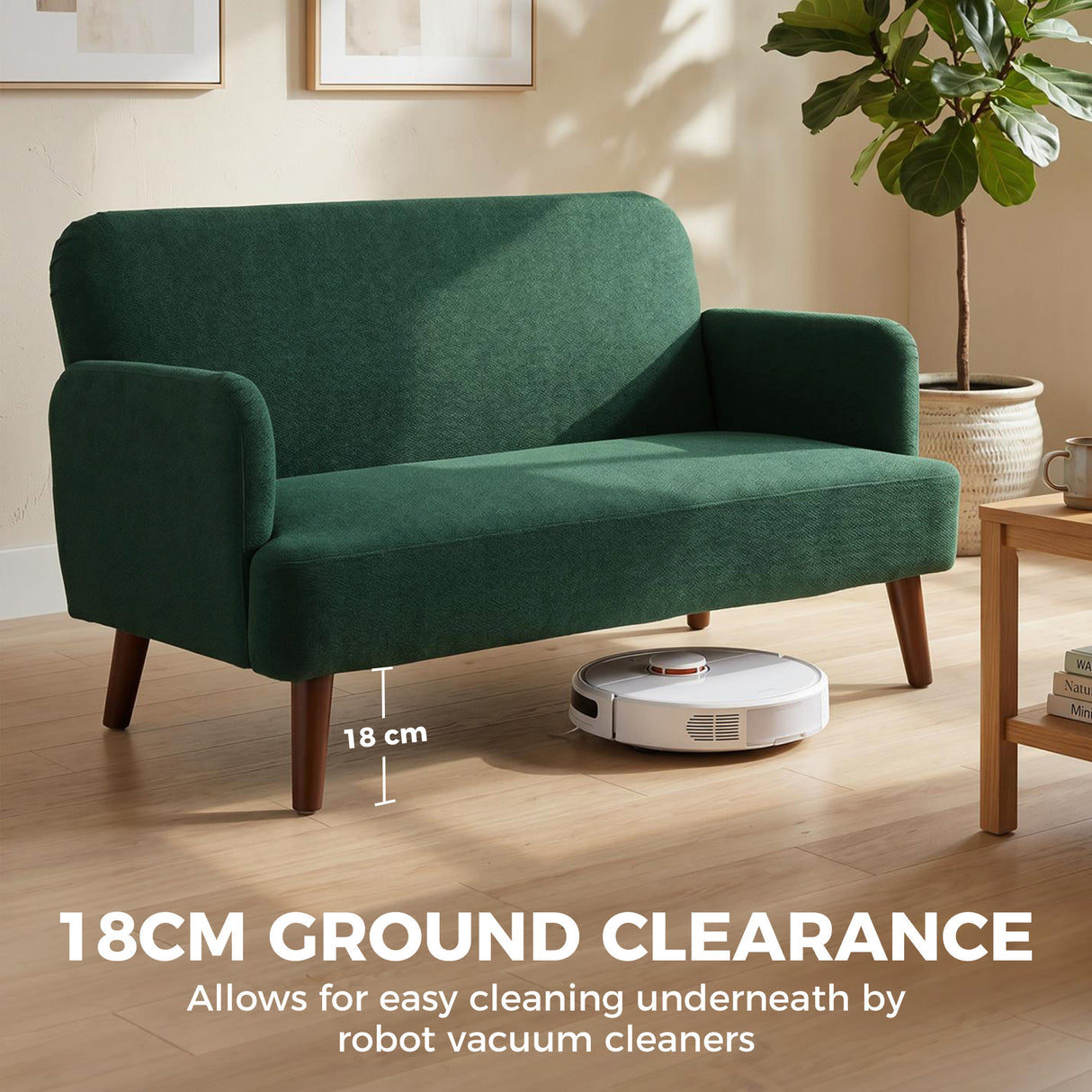 Velvet 2 Seater Sofa 130cm Wide With Wooden Legs - Velmora
