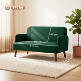 Velvet 2 Seater Sofa 130cm Wide With Wooden Legs - Velmora