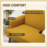 Velvet 2 Seater Sofa 130cm Wide With Wooden Legs - Velmora
