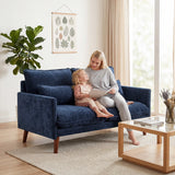 Velvet 2 Seater Sofa 131cm Wide With Wooden Legs - Velmora