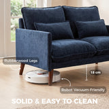 Velvet 2 Seater Sofa 131cm Wide With Wooden Legs - Velmora