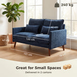 Velvet 2 Seater Sofa 131cm Wide With Wooden Legs - Velmora