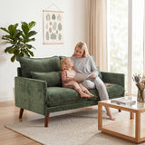 Velvet 2 Seater Sofa 131cm Wide With Wooden Legs - Velmora