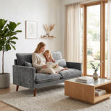 Velvet 2 Seater Sofa 131cm Wide With Wooden Legs - Velmora
