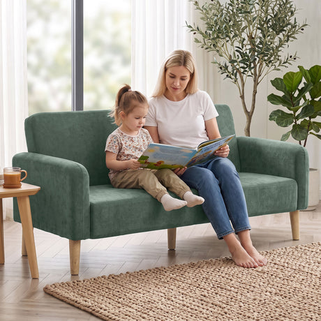 Velvet 2 Seater Sofa 160cm Wide With Wooden Legs - Velmora