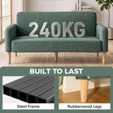 Velvet 2 Seater Sofa 160cm Wide With Wooden Legs - Velmora