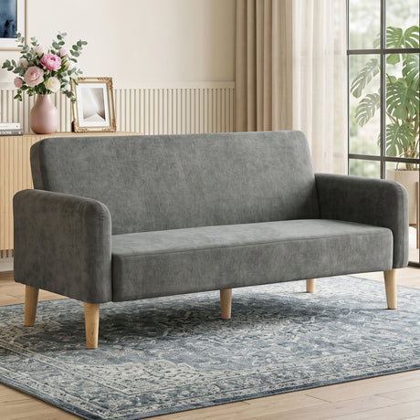 Velvet 2 Seater Sofa 160cm Wide With Wooden Legs - Velmora