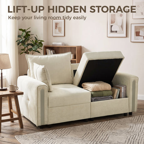 Velvet 2 Seater Sofa 168cm Wide With Lift Up Storage - Velmora