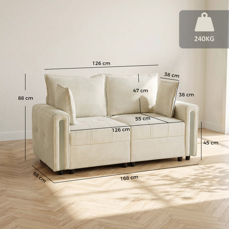 Velvet 2 Seater Sofa 168cm Wide With Lift Up Storage - Velmora