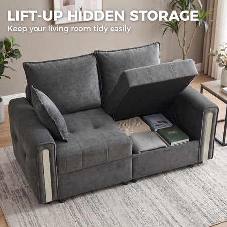 Velvet 2 Seater Sofa 168cm Wide With Lift Up Storage - Velmora