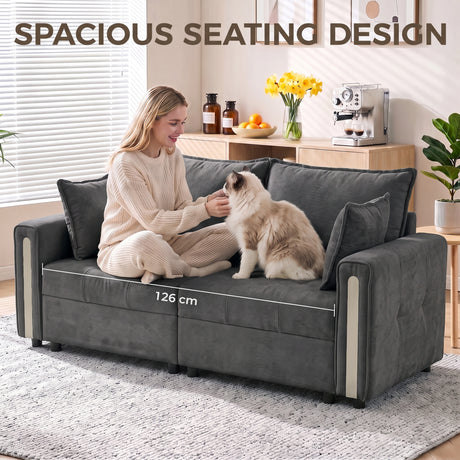 Velvet 2 Seater Sofa 168cm Wide With Lift Up Storage - Velmora