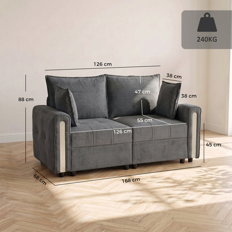 Velvet 2 Seater Sofa 168cm Wide With Lift Up Storage - Velmora