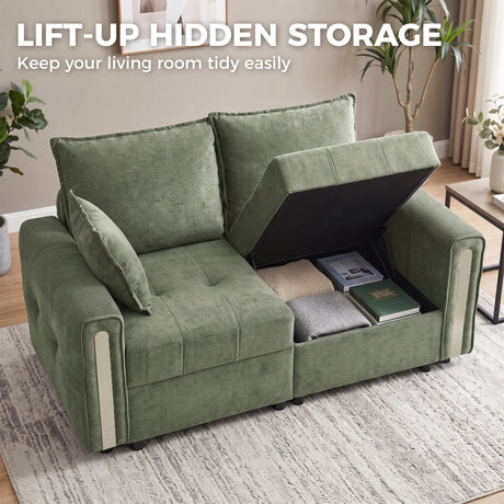 Velvet 2 Seater Sofa 168cm Wide With Lift Up Storage - Velmora