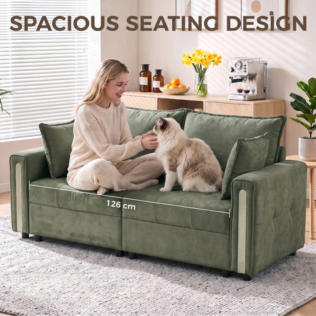 Velvet 2 Seater Sofa 168cm Wide With Lift Up Storage - Velmora