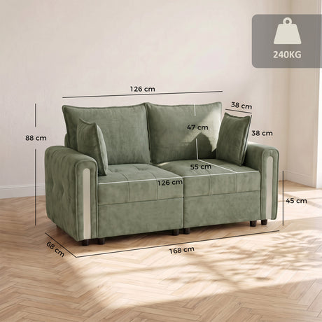 Velvet 2 Seater Sofa 168cm Wide With Lift Up Storage - Velmora