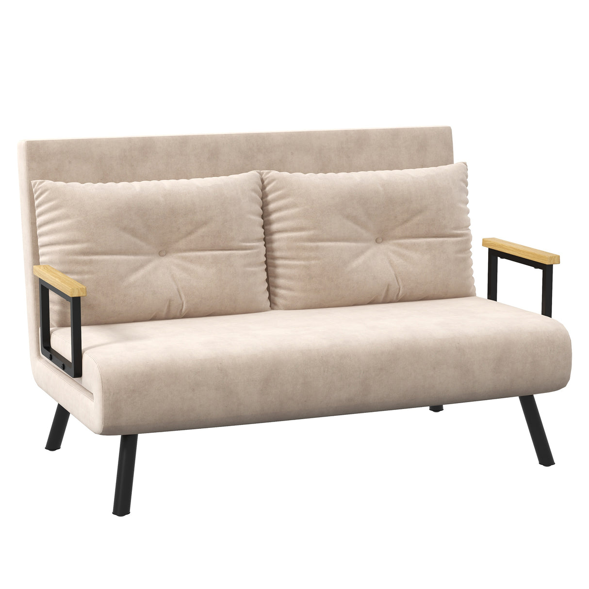 Velvet 2 Seater Sofa Bed 102cm Wide With 2 Pillows - Velmora
