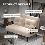 Velvet 2 Seater Sofa Bed 102cm Wide With 2 Pillows - Velmora