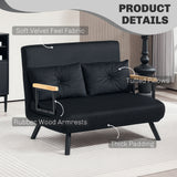 Velvet 2 Seater Sofa Bed 102cm Wide With 2 Pillows - Velmora