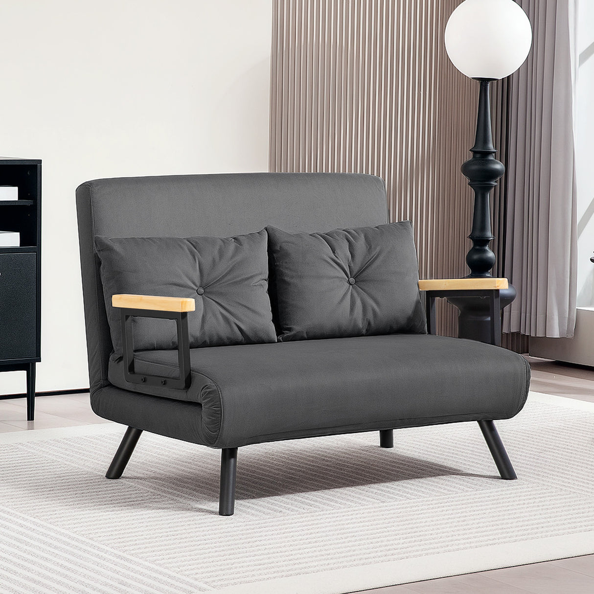 Velvet 2 Seater Sofa Bed 102cm Wide With 2 Pillows - Velmora