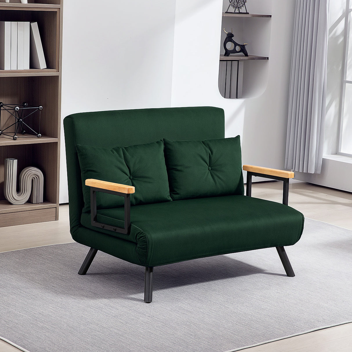 Velvet 2 Seater Sofa Bed 102cm Wide With 2 Pillows - Velmora