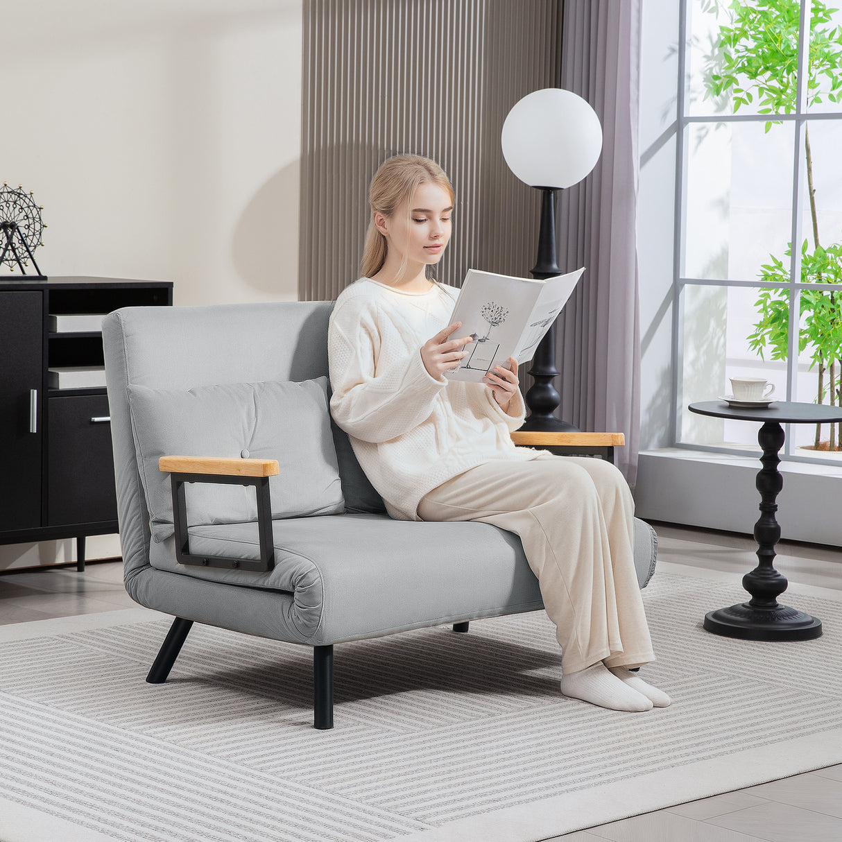Velvet 2 Seater Sofa Bed 102cm Wide With 2 Pillows - Velmora
