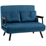 Velvet 2 Seater Sofa Bed 102cm Wide With 2 Pillows - Velmora