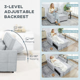 Velvet 2 Seater Sofa Bed 124.5cm Wide With 2 Pillows - Velmora