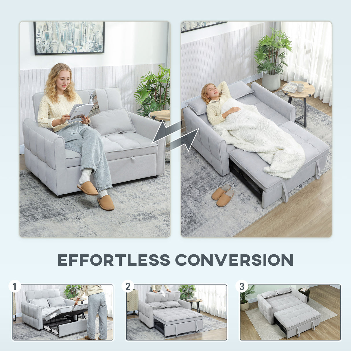 Velvet 2 Seater Sofa Bed 124.5cm Wide With 2 Pillows - Velmora
