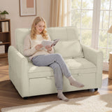 Velvet 2 Seater Sofa Bed 124.5cm Wide With 2 Pillows - Velmora