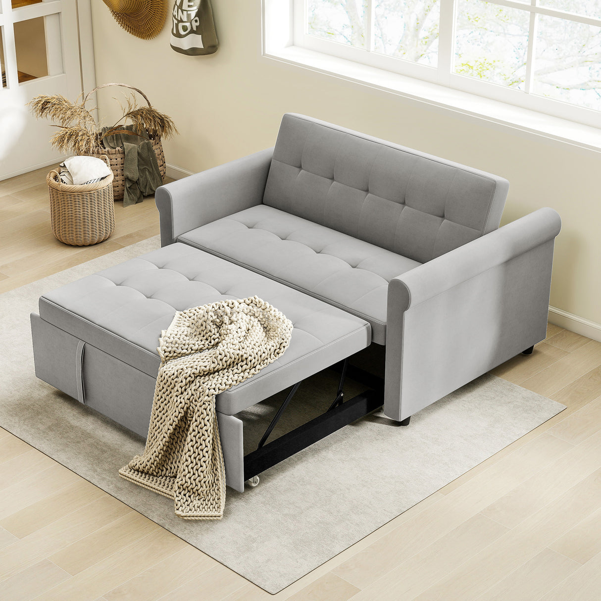 Velvet 2 Seater Sofa Bed 141cm Wide - Velmora