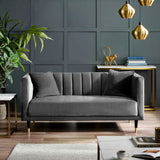 Velvet 2 Seater Sofa Scalloped Back - Salma