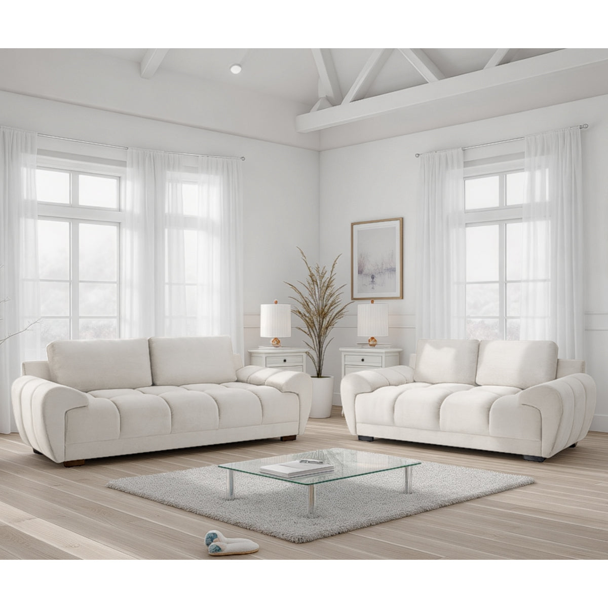 Velvet 3 + 2 Seater Sofa Set - Azzuro