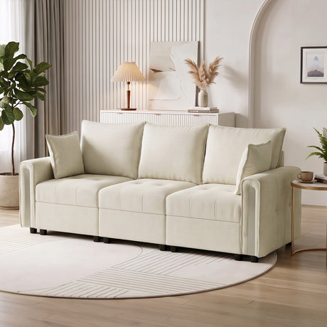Velvet 3 Seater Sofa 228cm Wide With Lift Up Storage - Velmora