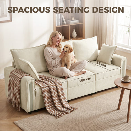 Velvet 3 Seater Sofa 228cm Wide With Lift Up Storage - Velmora